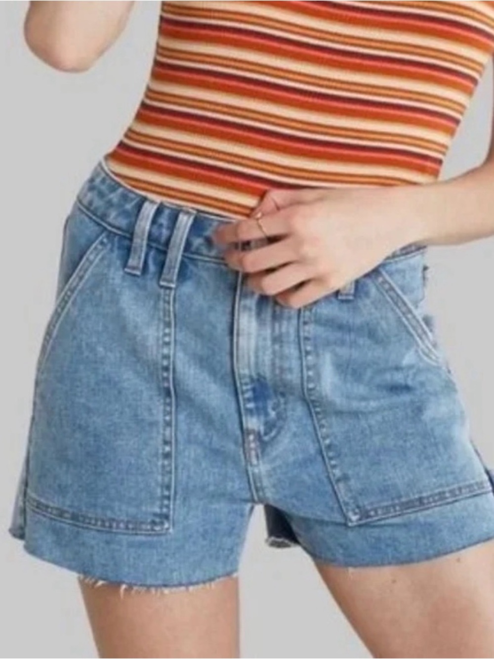 wild fable Light Blue High-Waist Distressed Denim Shorts